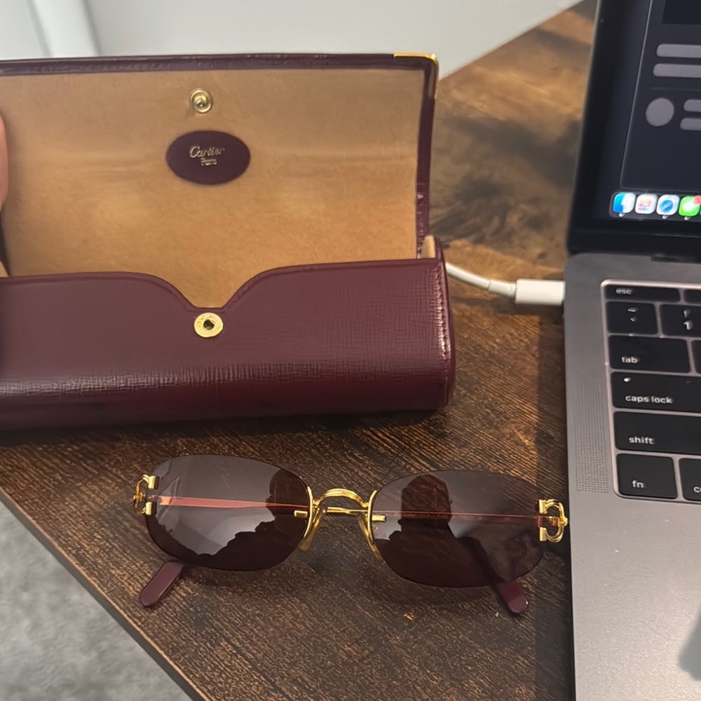 Cartier Gold and Burgundy Sunglasses